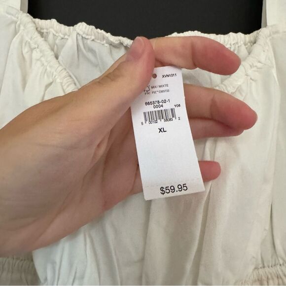 NWT Gap Puff Sleeve Cinched Waist Peasant Top in White sz XL - Picture 6 of 7